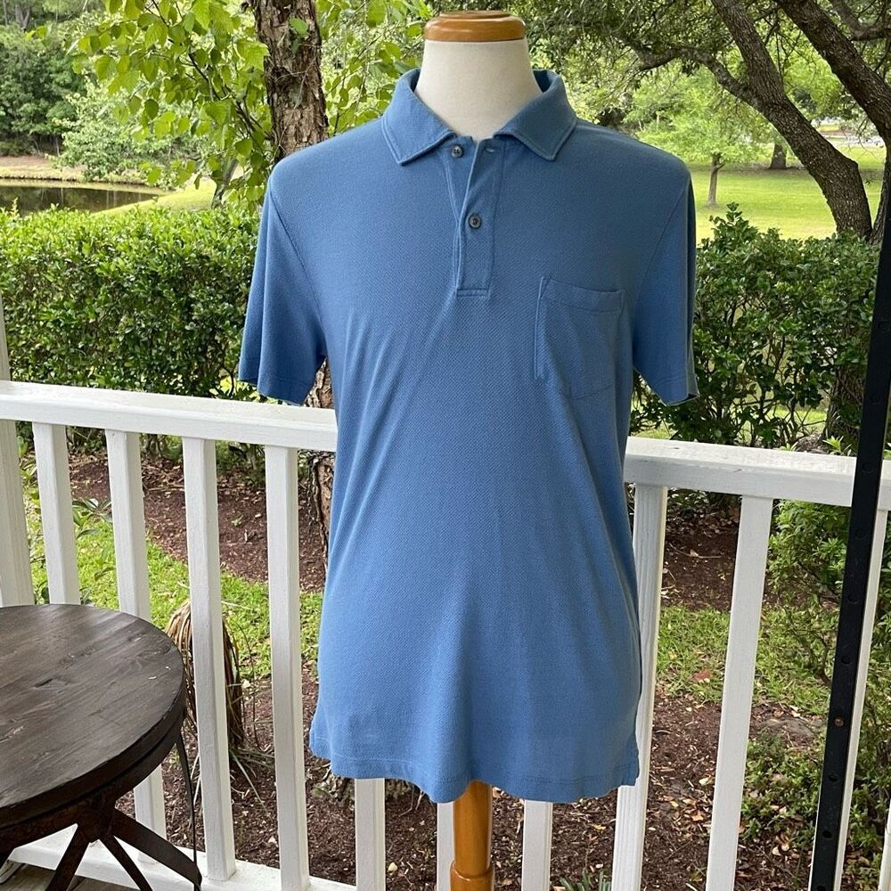 Mack Weldon Micro Mesh Polo Shirt. Sky blue. Size Large.